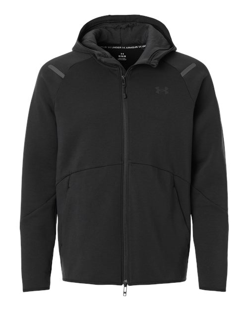 Under Armour Men's Unstoppable Fleece Full-Zip in Black/Black, front view