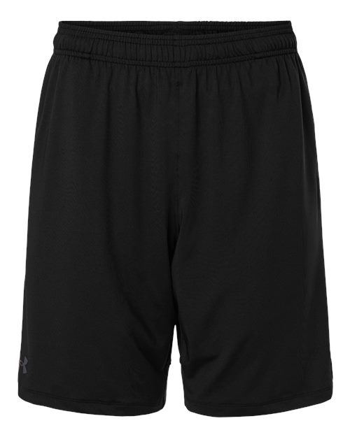 Under Armour Men’s Tech Vent 9″ Shorts in Black/Castlerock, front view