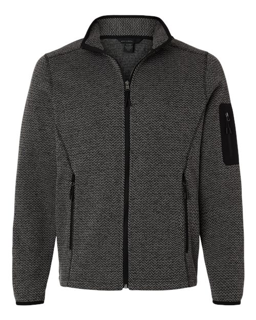 North End Men's Jasper Full-Zip Fleece Jacket in Black/Grey, front view