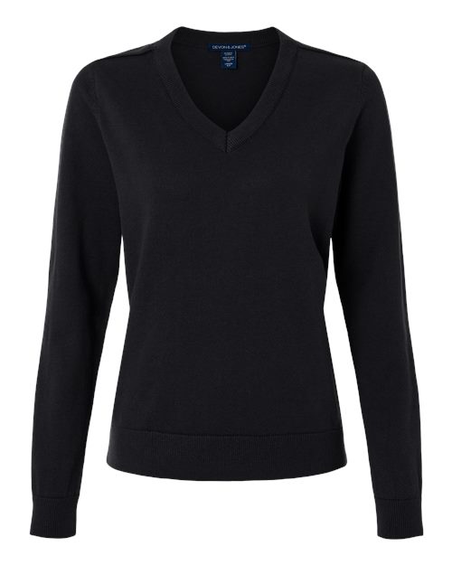Devon & Jones Women's New Classics V-Neck Sweater in Black
