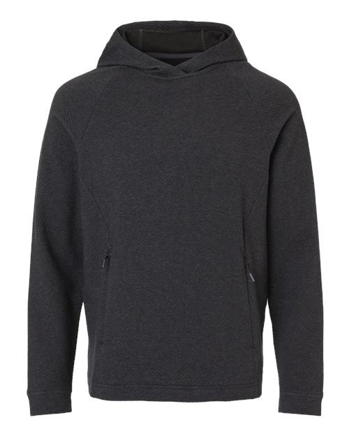 North End Men's Spirit Textured Hooded Pullover in Black Heather, front view