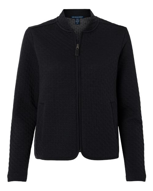 Devon & Jones Women's Berkeley Textured Full-Zip Jacket in Black, front view