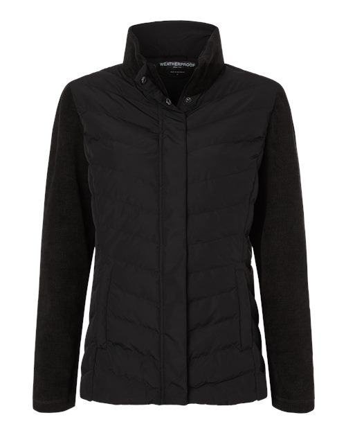 Weatherproof Women's Mixed Media Chevron Jacket in Black