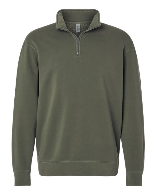 Independent Trading Co. Unisex Pigment-Dyed Quarter-Zip Pullover in Pigment Army