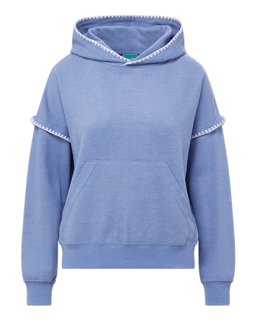 MV Sport Women's Mood & Vibe™ Teegan Crafty Hooded Sweatshirt in Blue Iris, front view