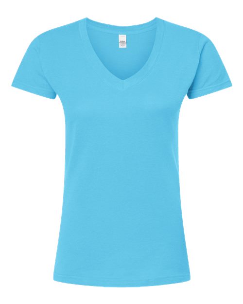Tultex Women's Fine Jersey V-Neck T-Shirt in Aqua
