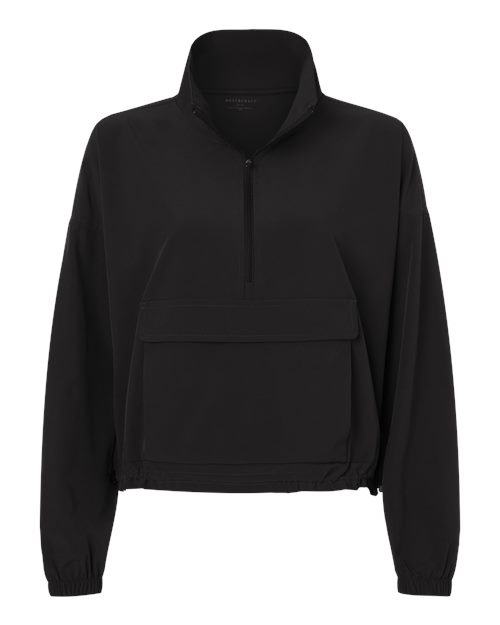 Boxercraft Women's Stretch Woven Quarter-Zip Pullover in Black