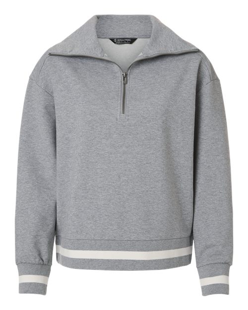 Holloway Women's Heritage Prep Quarter-Zip Pullover in Athletic Heather/Vanilla