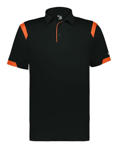 Badger Unisex On the Rise Polo in Black/Burnt Orange