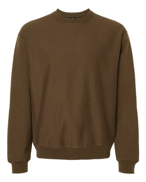 Hanes Unisex Beefy® Sweats Premium Heavyweight Crewneck Sweatshirt in Army Brown, front view