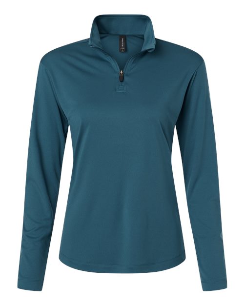 AllPro Women's Pro-Lock Performance Quarter-Zip Pullover in Atlantic Blue, front view