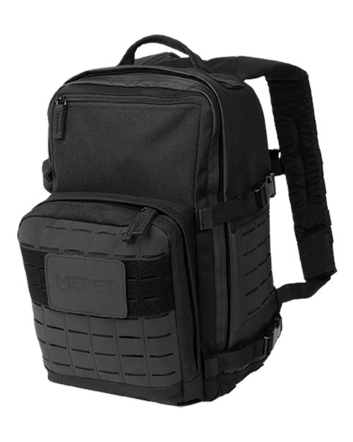 MERET Delta Black Backpack in Black, front view