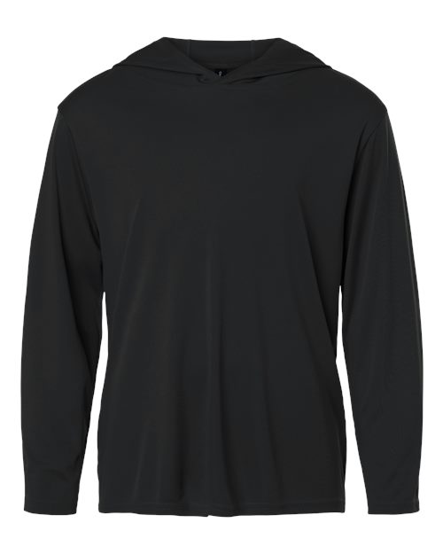 AllPro Youth Pro-Lock Performance Hooded Long Sleeve T-Shirt in Black, front view