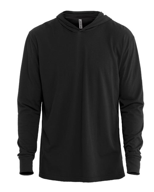 Next Level Unisex CVC Hoodie Long Sleeve T-Shirt in Black, front view