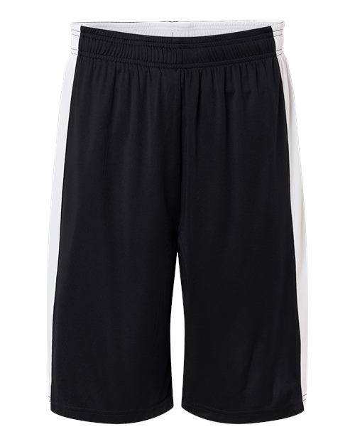 Team 365 Reversible Shorts in Black/White, front view