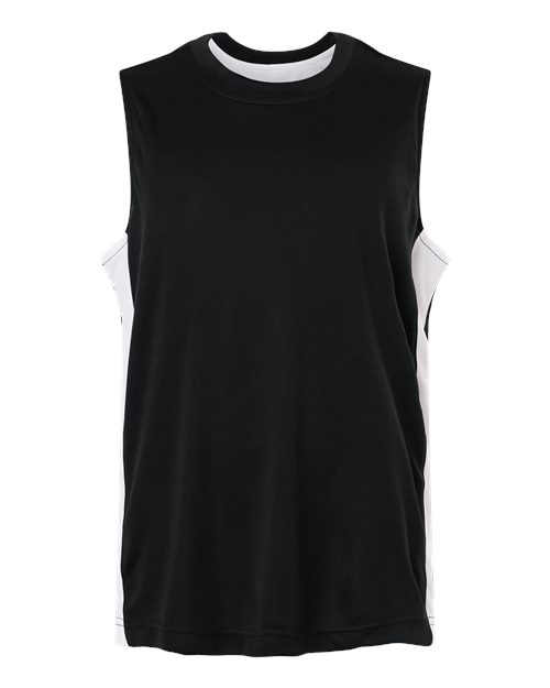 Team 365 Youth Zone Performance Reversible Jersey in Black/White, front view