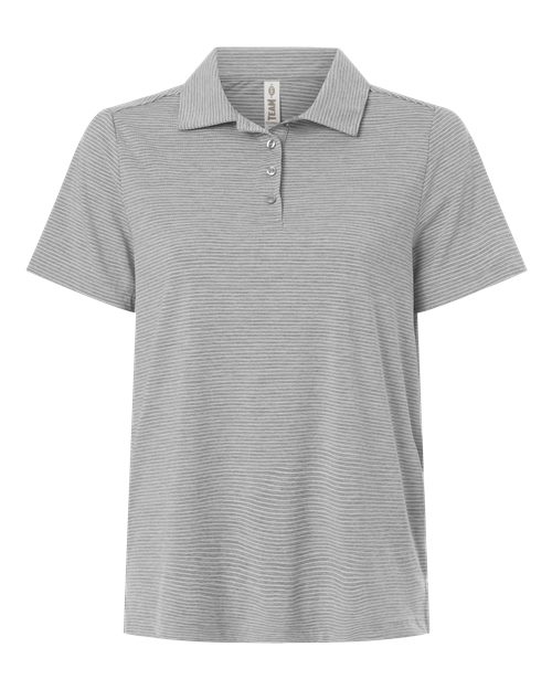 Team 365 Women's Relay Heathered Stripe Polo in Athletic Heather/White, front view