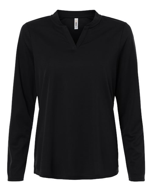 CORE365 Women's Nova Performance Long Sleeve Pique Polo in Black