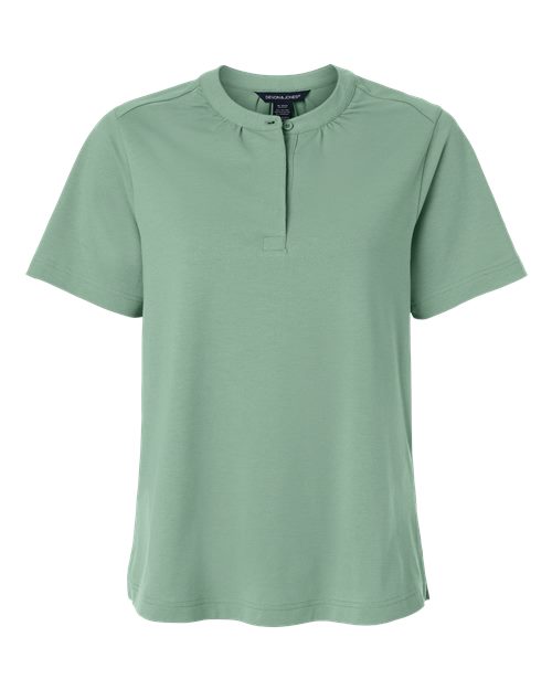 Devon & Jones Women's Seaton Pebble Textured Polo in Balsam Green