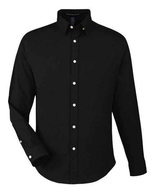 Devon & Jones Men's CrownLux Performance® Spencer Poplin Dress Shirt in Black, front view