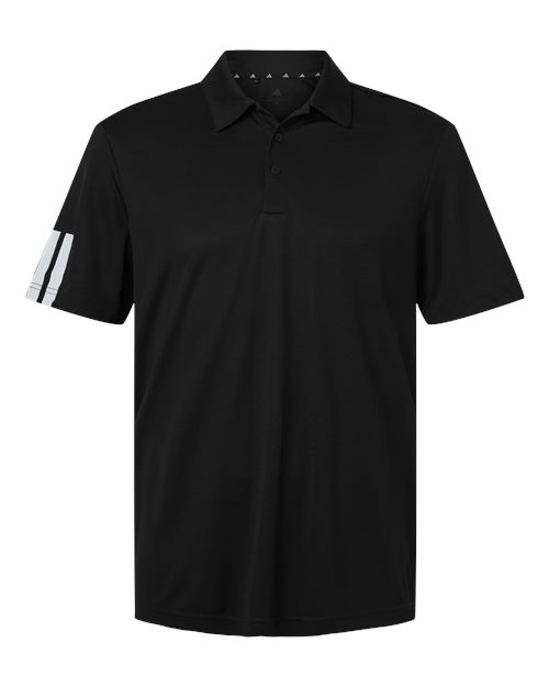 Adidas Men's Performance 3-Stripes Climacool Polo in Black, front view