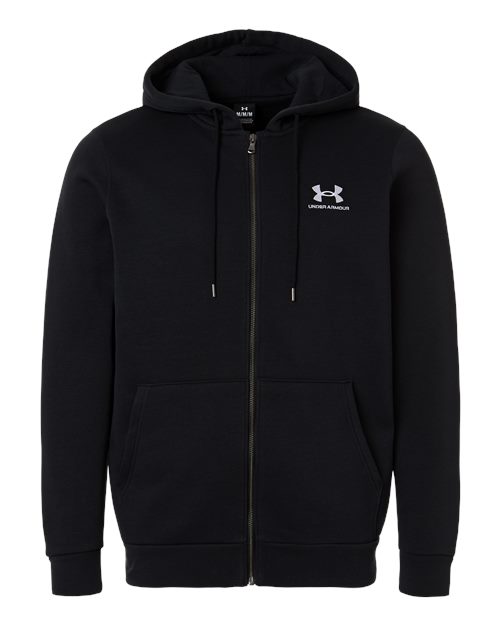 Under Armour Men's Icon Fleece Hooded Full-Zip in Black/White, front view