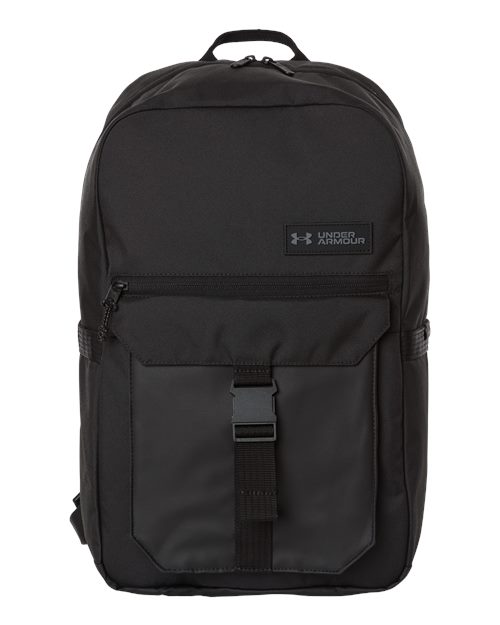 Under Armour Triumph Campus Backpack in Black/White, front view