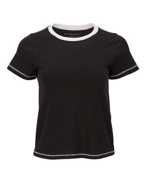 Boxercraft Women's Contrast Stitch Baby Tee in Black