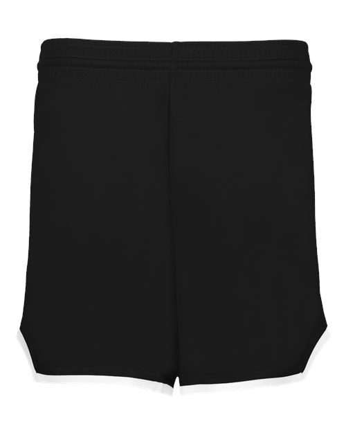 Alleson Athletic Women's Retro Basketball Shorts in Black/Black/White, front view