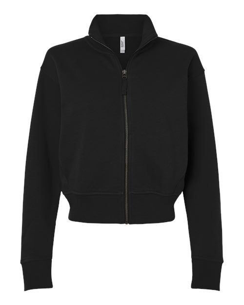 American Apparel Women's French Terry Full-Zip Jacket in Black, front view
