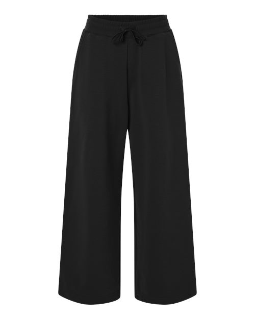 American Apparel Women's French Terry Wide Leg Pants in Black, front view