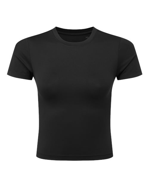 TriDri Women's Luxe Fitted Tee in Black, front view