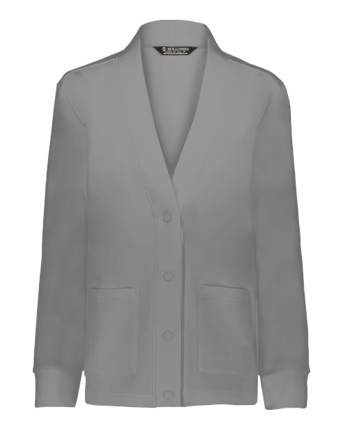 Holloway Women's Heritage Prep Cardigan in Athletic Heather, front view