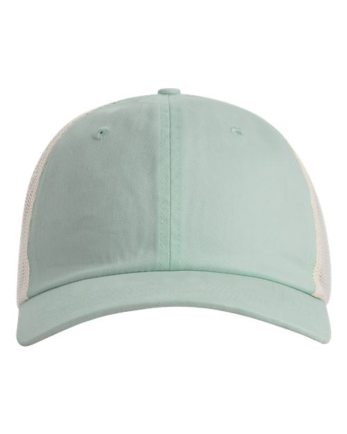 Comfort Colors Sunwashed Trucker Cap in Bay, front view