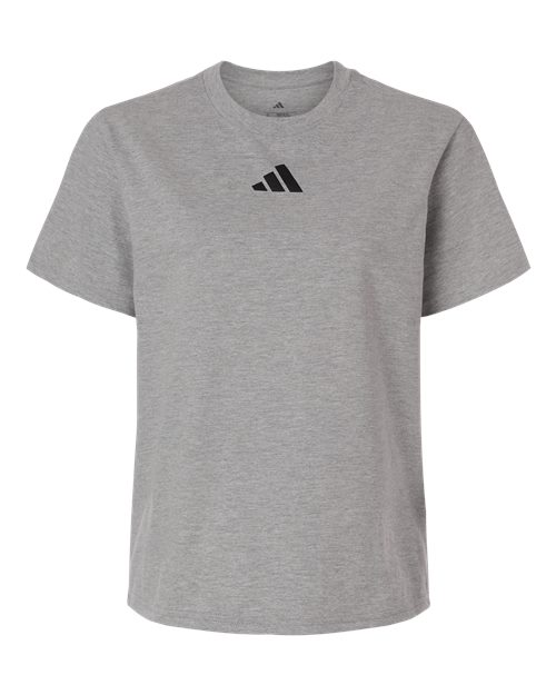 Adidas Women’s Fresh T-Shirt in Medium Grey Heather/Black, front view