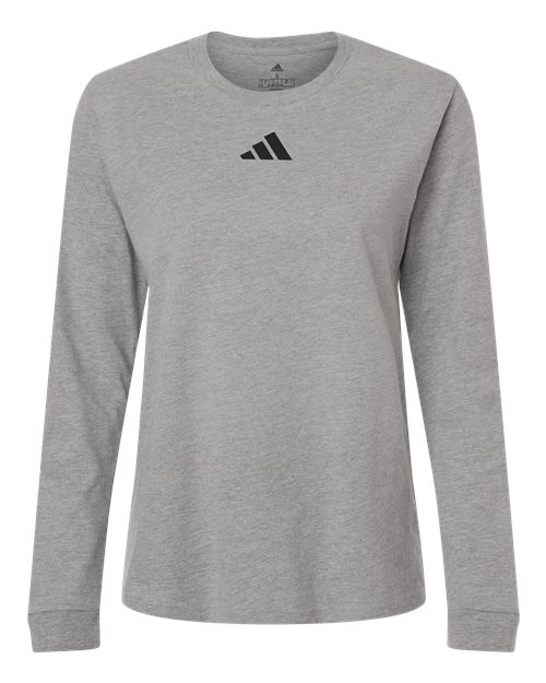 Adidas Women's Fresh Long Sleeve T-Shirt in Medium Grey Heather/Black