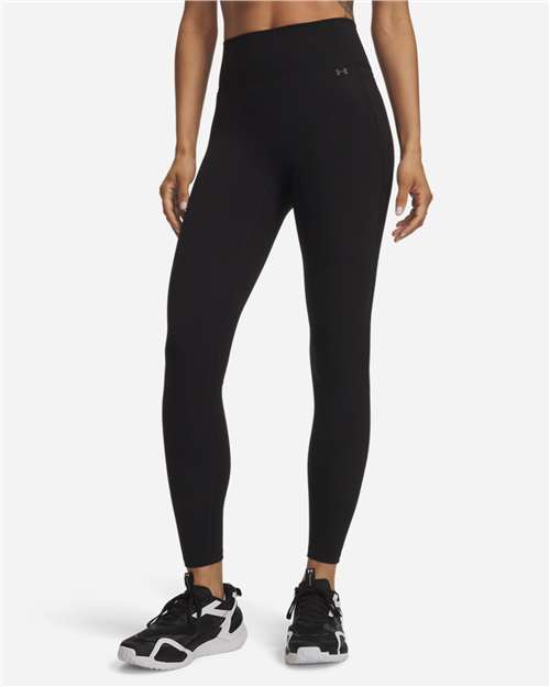Under Armour Under Armour Women's Motion 7/8 Leggings with Custom Logo in Ultimate Black/ Castlerock, front view on model
