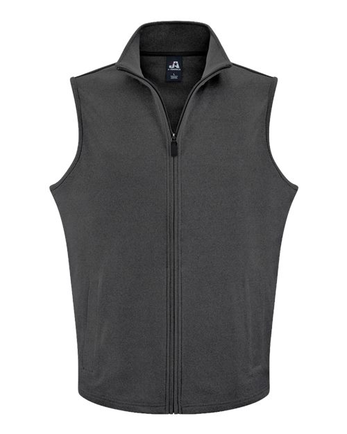 J. America Unisex Element Fleece Vest in Black, front view