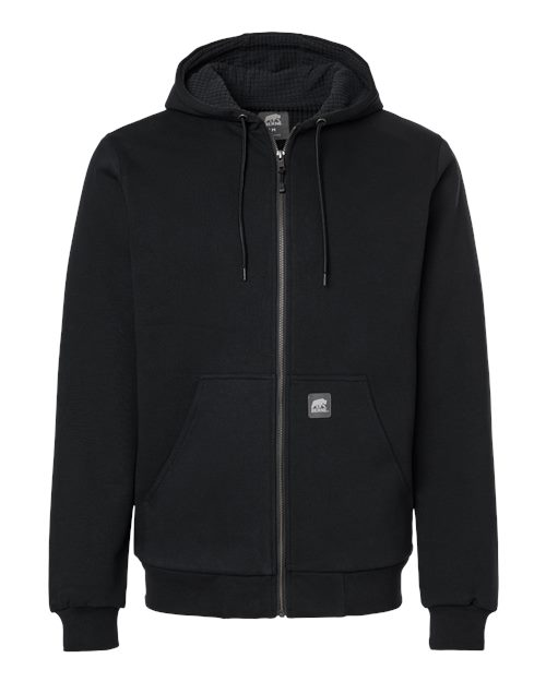 Berne Apparel Men's Heritage Grid Fleece-Lined Full-Zip Hooded Sweatshirt in Black