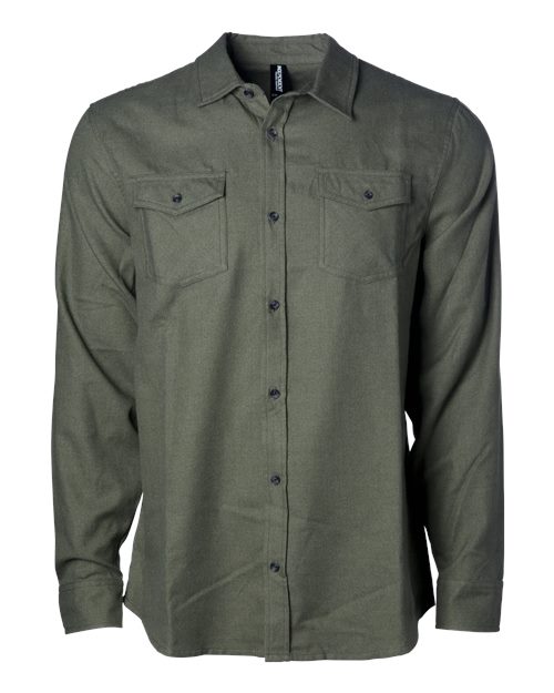 Independent Trading Co. Unisex Flannel Shirt in Army Heather