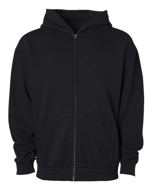 Independent Trading Co. Unisex Mainstreet Heavyweight Full-Zip Hooded Sweatshirt in Black