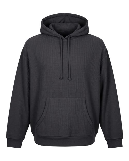 Boxercraft Unisex Corded Pullover Hooded Sweatshirt in Black, front view