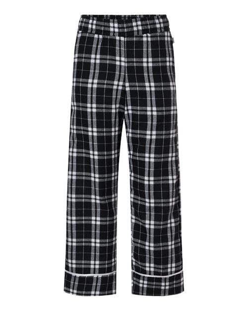 Boxercraft Youth Wide Cuff Flannel Pants in Black/White Plaid, front view