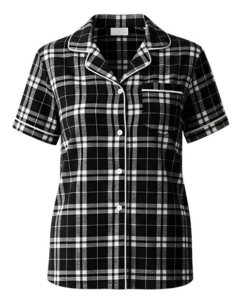 Boxercraft Women's Boxy Flannel Shirt in Black/White Plaid