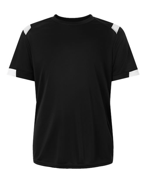 Badger Youth On The Rise T-Shirt in Black/White, front view