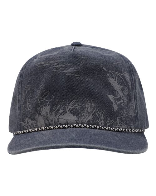DRI DUCK Walleye Nature Scene Cap in Deep Blue, front view