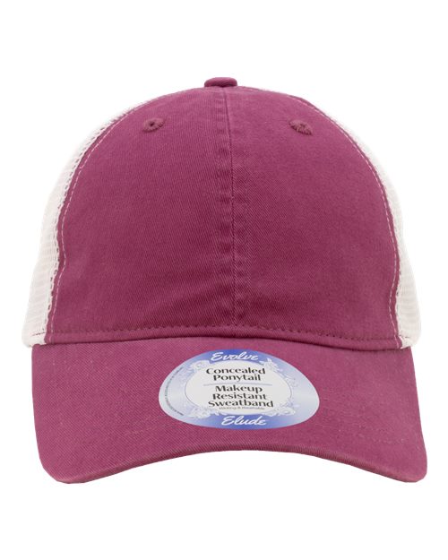 Infinity Her Women’s Peached Twill Mesh Back in Berry/White, front view