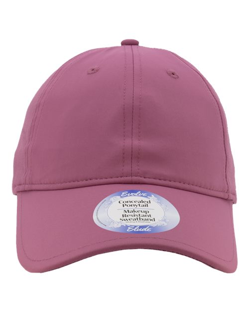 Infinity Her Women's Perforated Performance Cap in Berry/ Starburst, front view