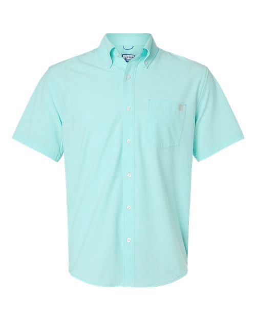 HUK Men's Kona Short Sleeve Solid Shirt in Caicos, front view