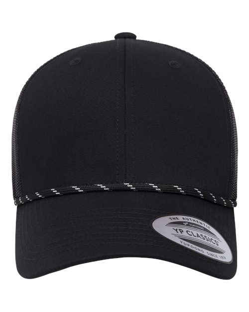 YP Classics Retro Trucker Rope Cap in Black